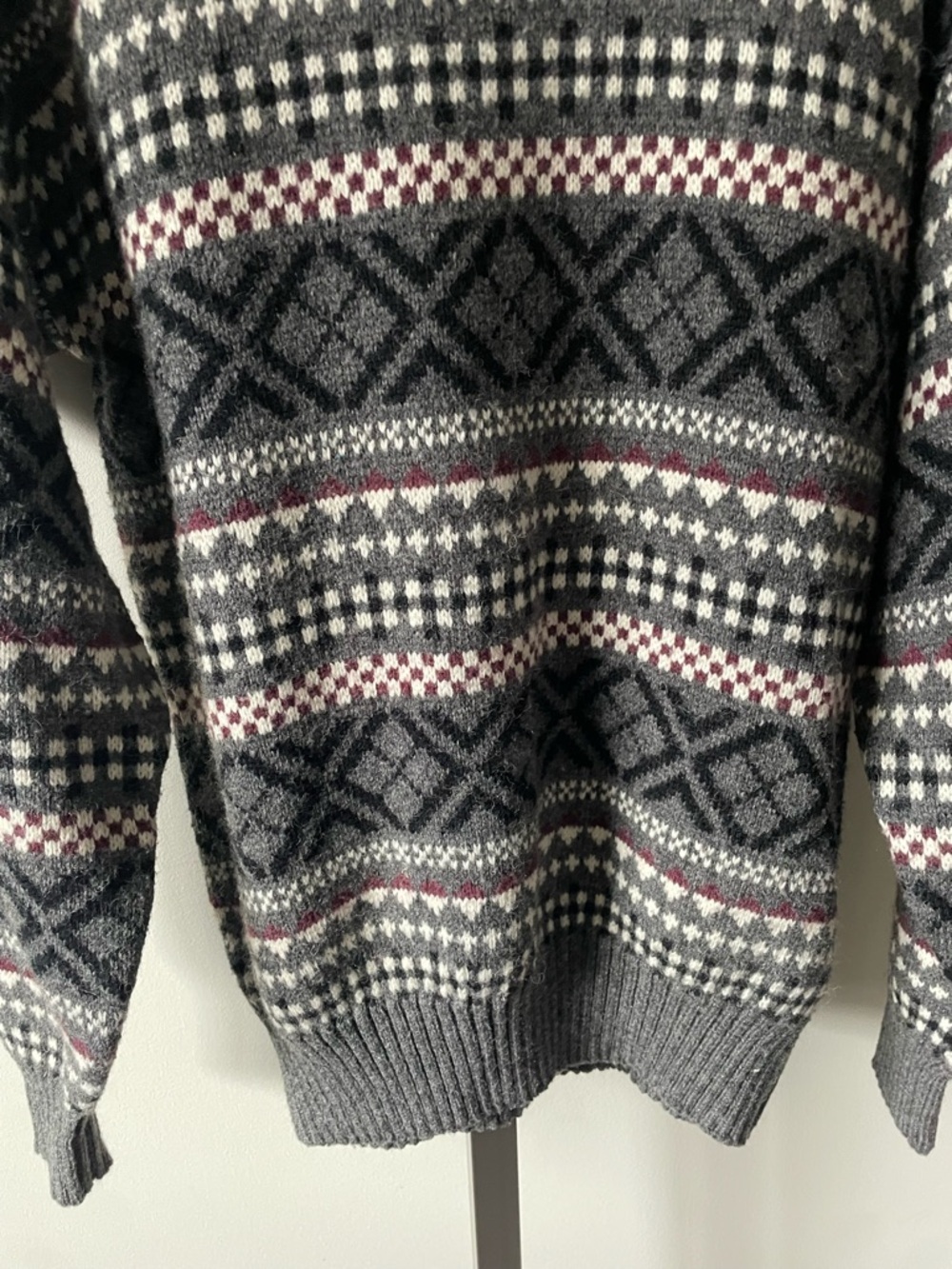 90s Vintage Cricketeer Wool Blend Fair Isle Grandpa Mens Sweater Size Medium - Picture 5 of 7